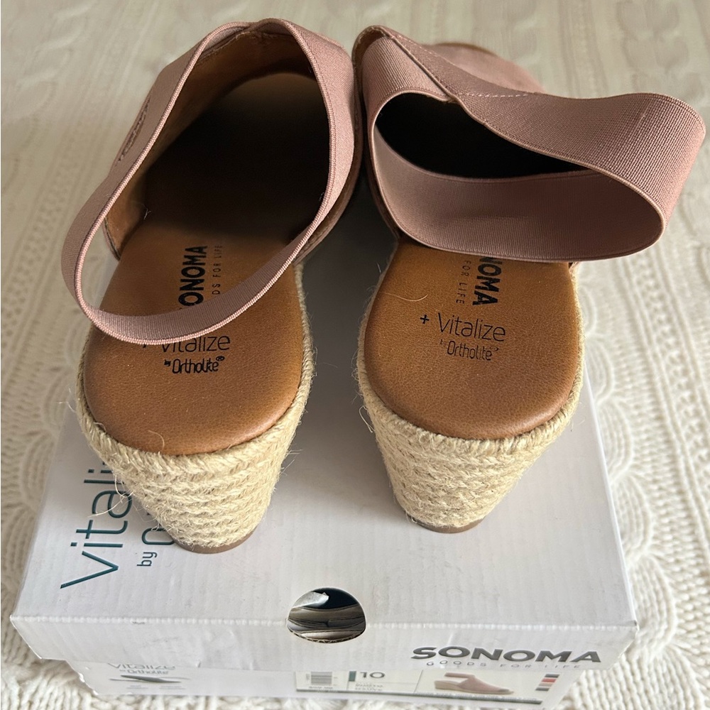 Sonoma Women's Blush Espadrille Peep-Toe Shoes - Picture 3 of 6